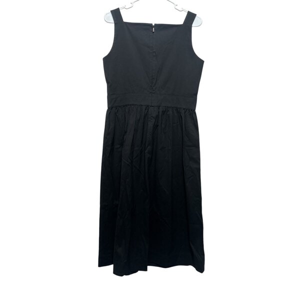 Lafayette 148 Old Money Preppy Midi dress Large 14 Black Square Neck Fit-Flare - Picture 4 of 16